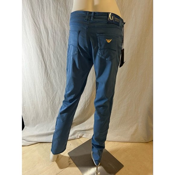 $215 NWT Authentic Armani Jeans Pants Stretch Skinny Leg Low Rise Blue Size 30 - Picture 5 of 9